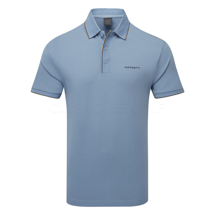 Hackett Sport Resort Colour Tipping Golf Polo Shirt Infinity Chambray HM563405