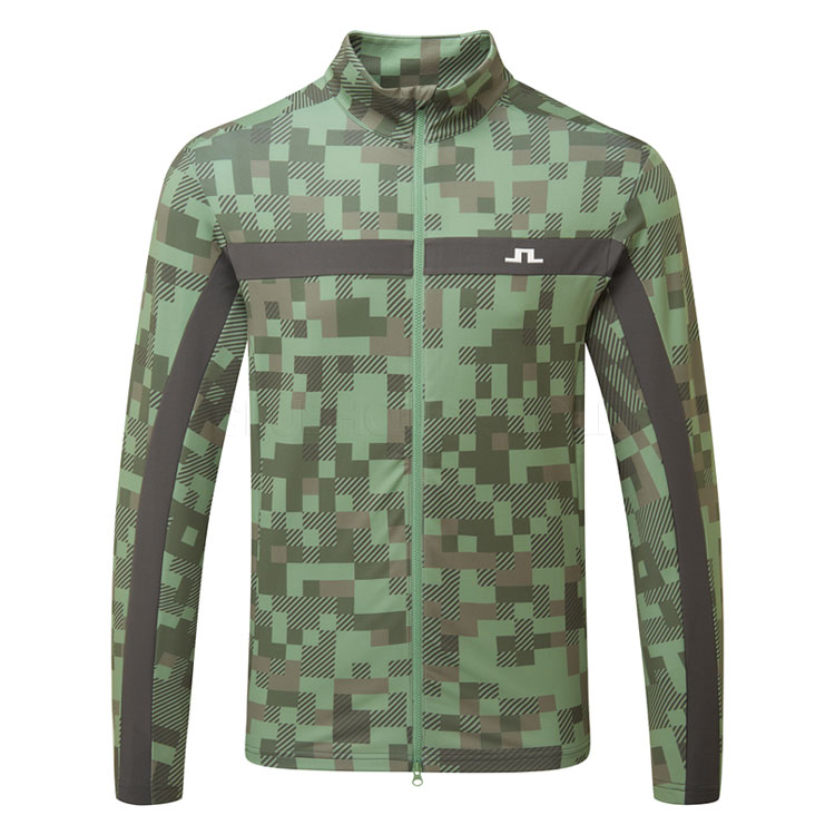 J.Lindeberg Bridger Tour Print Full Zip Golf Jacket Tour 26 Tonal Green GMJS15906-M554
