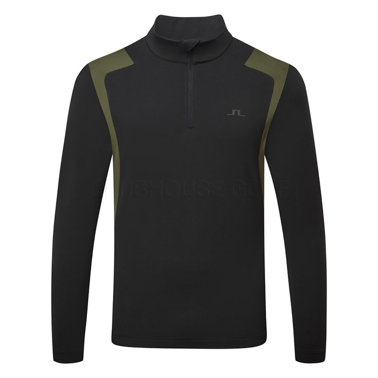 J.Lindeberg Lukas 1/4 Zip Golf Sweater Black/Forest Green GMJS13716-9999