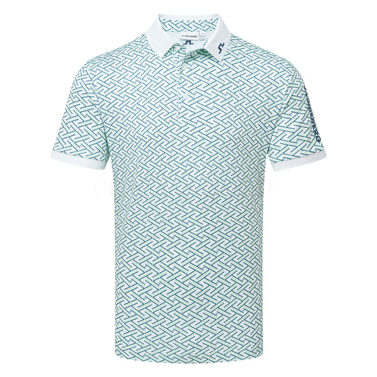 J.Lindeberg Tour Tech Print Golf Polo Shirt Ladder White Bay GMJT14652-A062