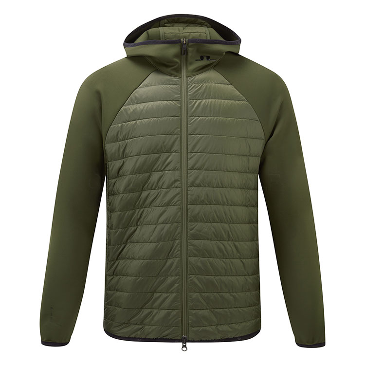 J.Lindeberg Hayden Quilt Hybrid Hooded Golf Wind Jacket Forest Green GMOW13076-M354