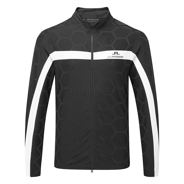 J.Lindeberg Jarvis Jacquard Tour Full Zip Golf Jacket Causeway Black/White GMJS13907-W108