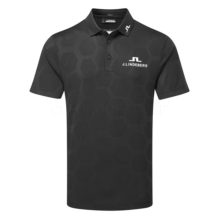 J.Lindeberg KV Tour Mesh Golf Polo Shirt Causeway Black/White GMJT14257-W108