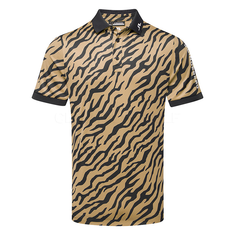 J.Lindeberg Tour Tech Print Golf Polo Shirt Tour Tiger Brown GMJT11946-E379