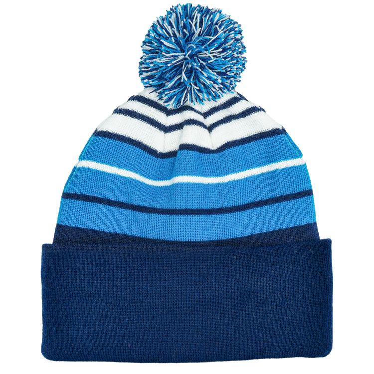 Level 4 Plain Striped Knit Golf Beanie Navy/Royal/White R4HW620