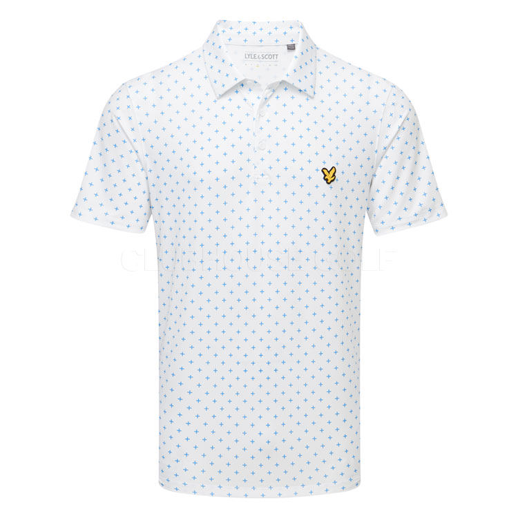 Lyle & Scott Cross Print Golf Polo Shirt White SP2471-626