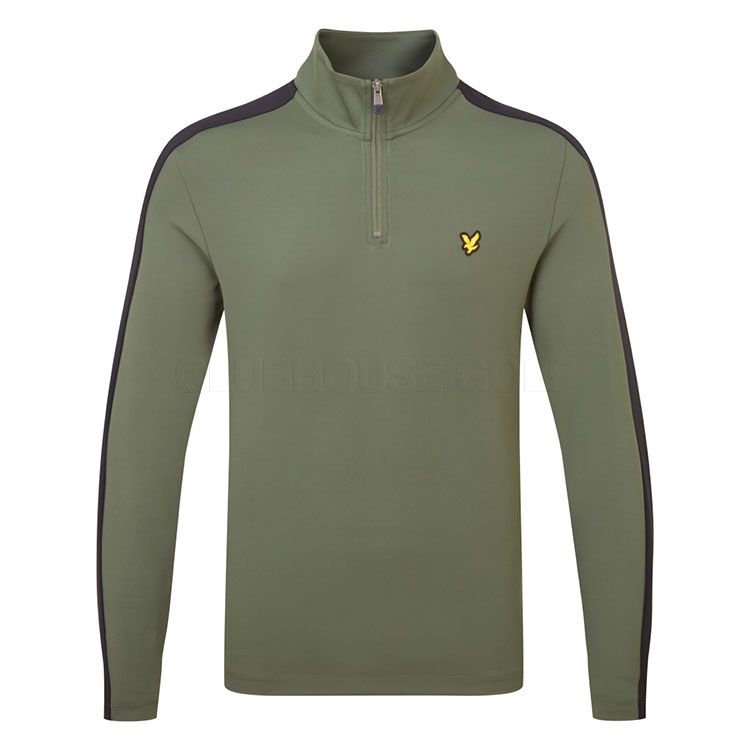 Lyle & Scott Striped 1/4 Zip Golf Sweater Cactus Green/Jet Black ML2161G-X379