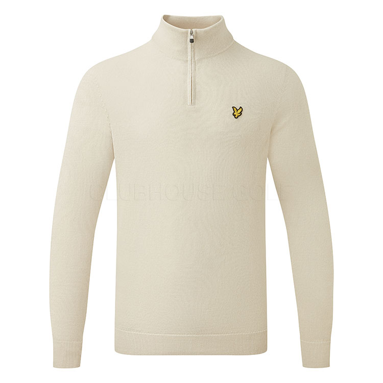 Lyle & Scott Merino 1/4 Zip Golf Sweater Sesame KN2169G-X215