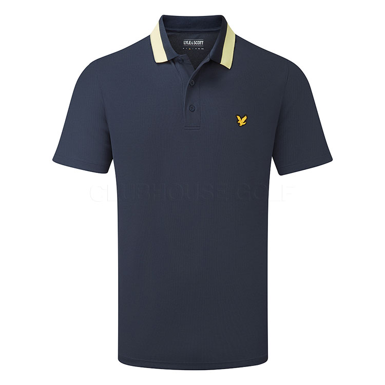 Lyle & Scott Tipped Collar Golf Polo Shirt Dark Navy/Solar Marker SP2264G-X616