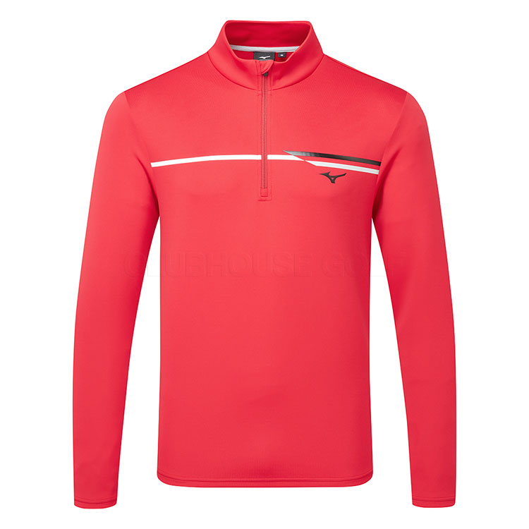 Mizuno Breeze T Stripe 1 4 Zip Golf Sweater Red Clubhouse Golf