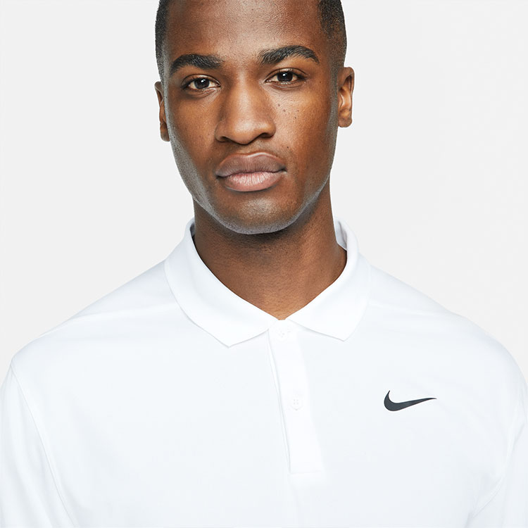 Nike Dry Victory Solid Golf Polo Shirt White Black Clubhouse Golf