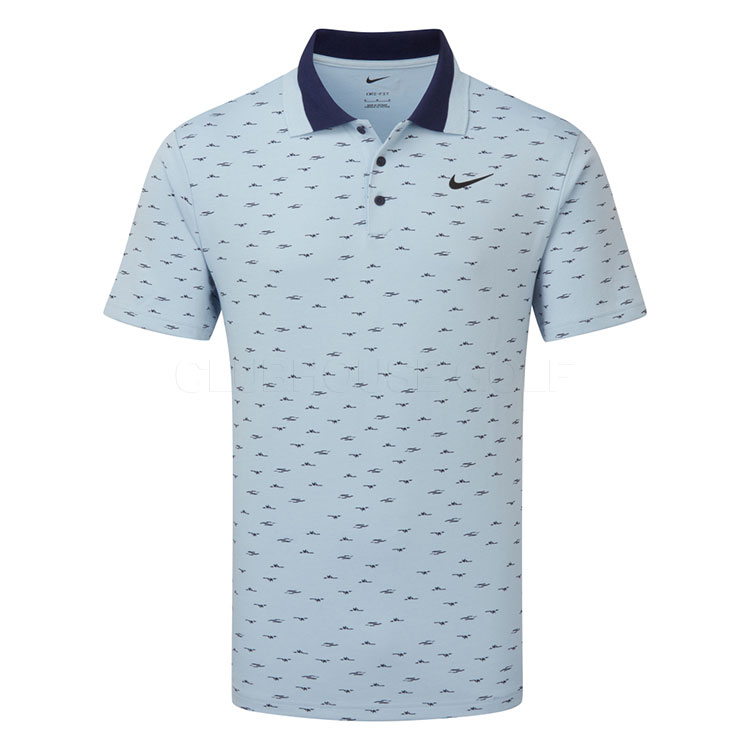 Nike Dry Tour Micro Print Golf Polo Shirt Light Armory Blue/Black HM5792-440