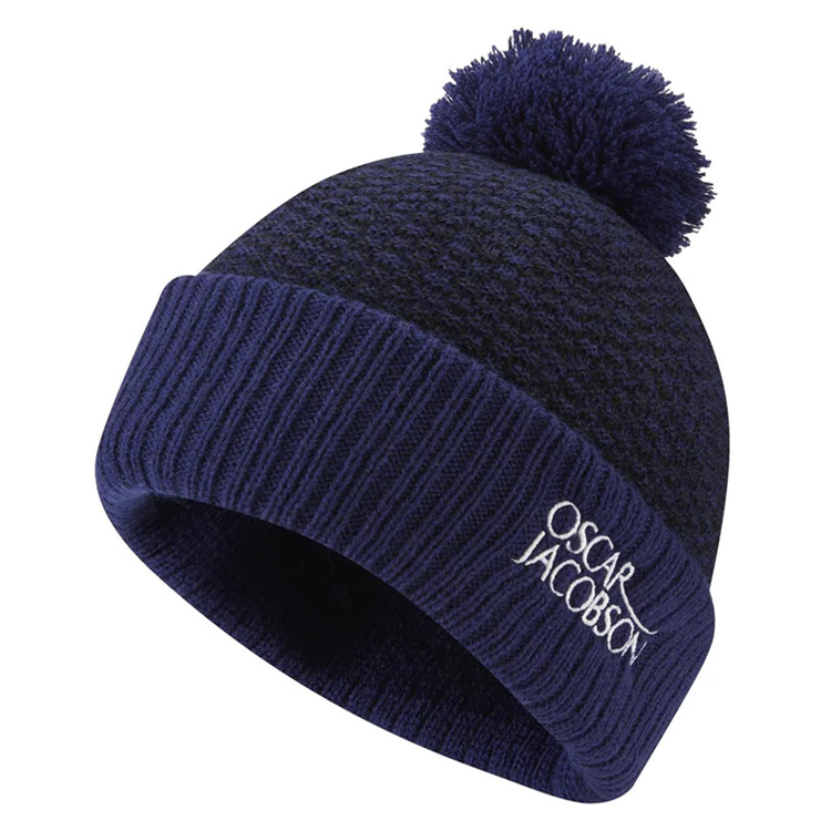 Oscar Jacobson Tammis Bobble Golf Beanie Navy Marl