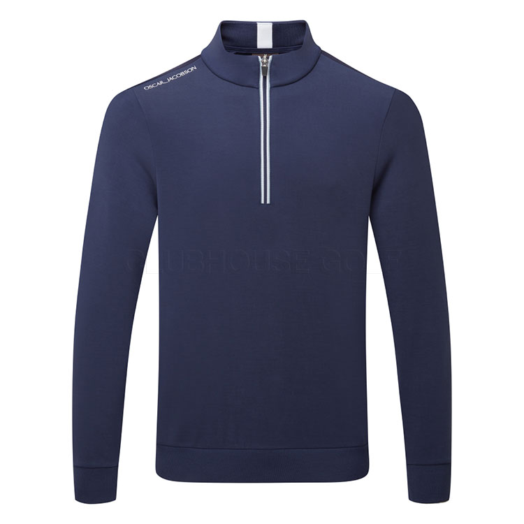Oscar Jacobson Drew 1/4 Zip Golf Sweater Navy OJTS0339