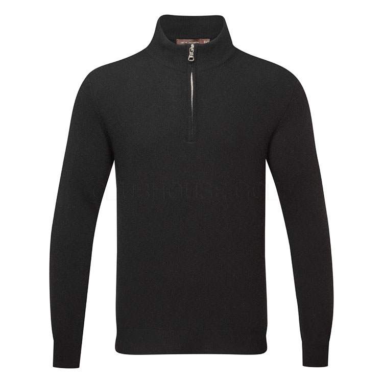 Oscar Jacobson Patton Merino Blend Knitted 1/4 Zip Golf Sweater Black OJKNT0372-BLK