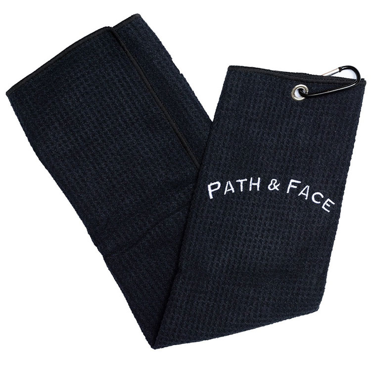 Path & Face Tri-Fold Golf Towel Black