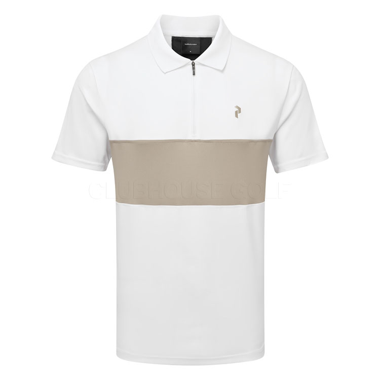 Peak Performance Player Zip Golf Polo Shirt White/Avid Beige G80210040