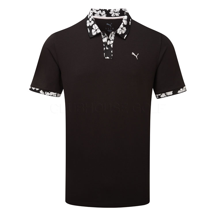 Puma Modalon Floral Rib Golf Polo Shirt Puma Black/Rose Blossom 634855-01
