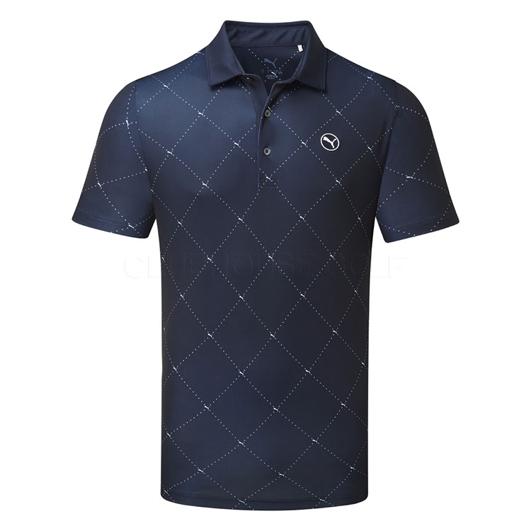 Puma Pure 2.0 Argyle Golf Polo Shirt Deep Navy/White Glow 629322-10