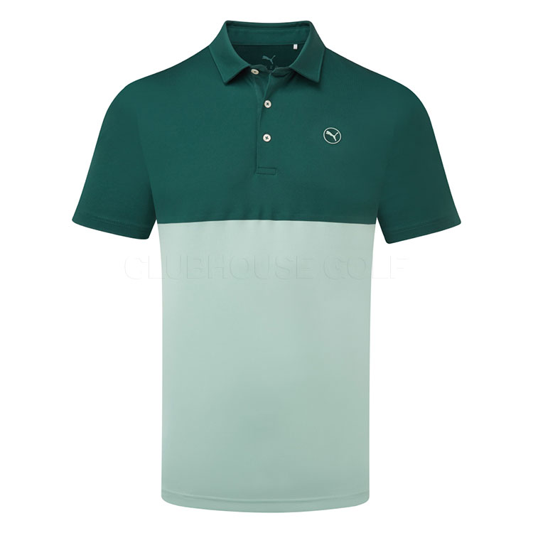 Puma Pure 2.0 Colourblock Golf Polo Shirt Light Moss/Green Terrain 629319-02