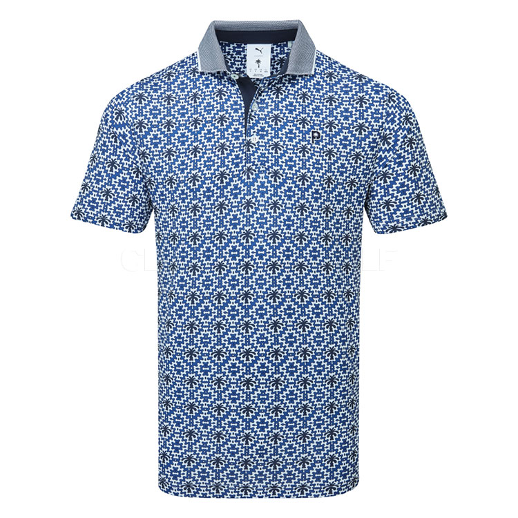 Puma x Palm Tree Crew Tile Golf Polo Shirt White Glow/Deep Navy 630033-02