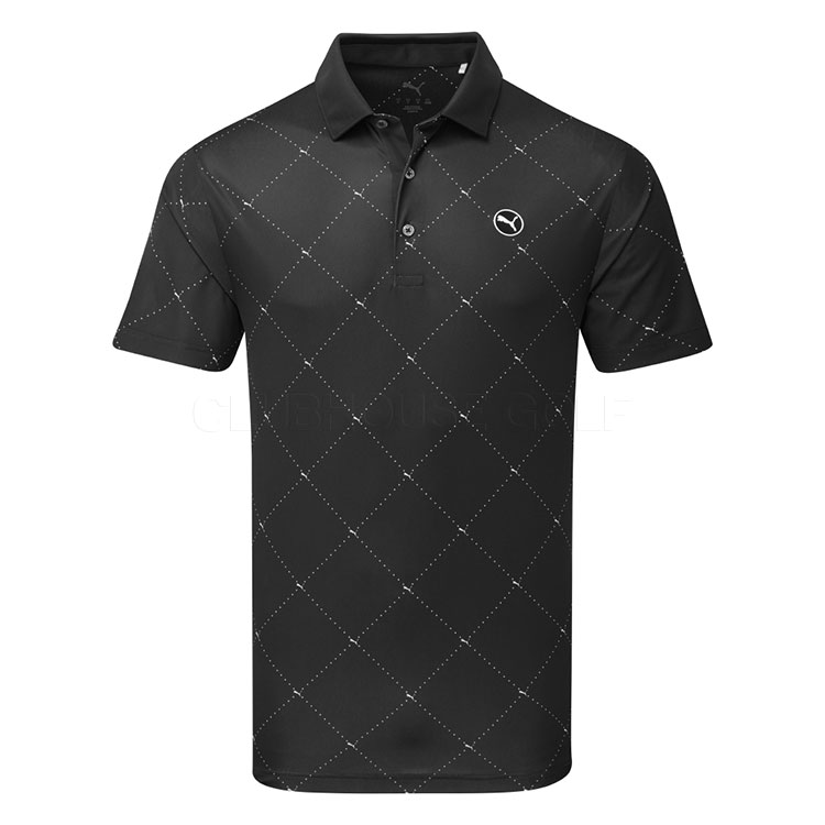 Puma Pure 2.0 Argyle Golf Polo Shirt Puma Black/White Glow 629322-01