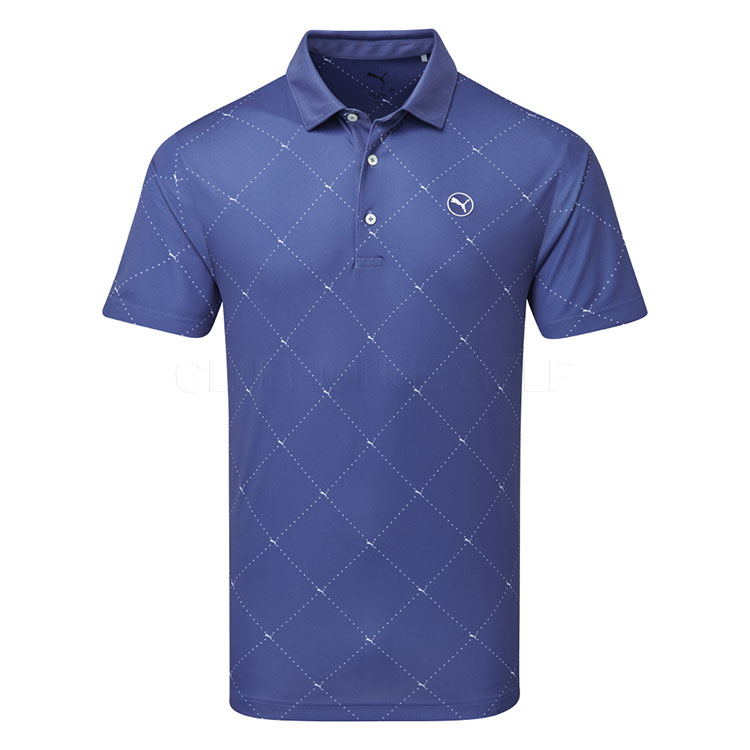 Puma Pure 2.0 Argyle Golf Polo Shirt Blue Crystal/Deep Navy 629322-03