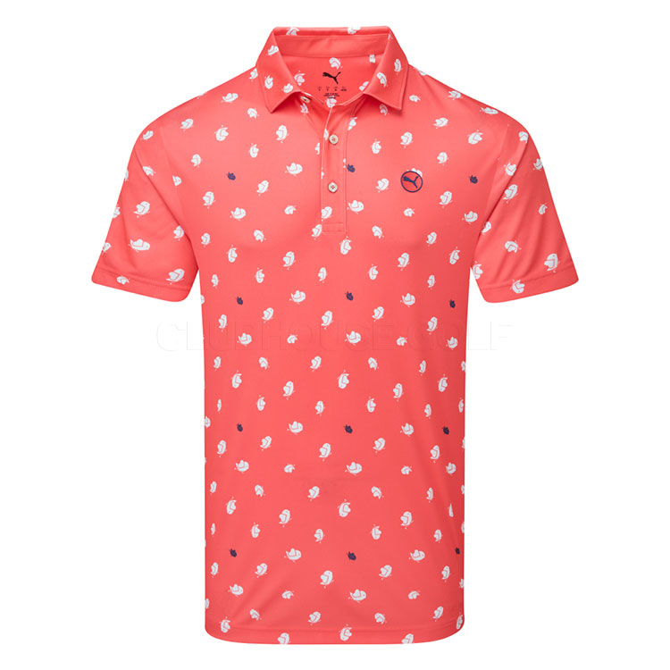 Puma Pure 2.0 Birdies Golf Polo Shirt Peach Frost/White Glow 629323-02