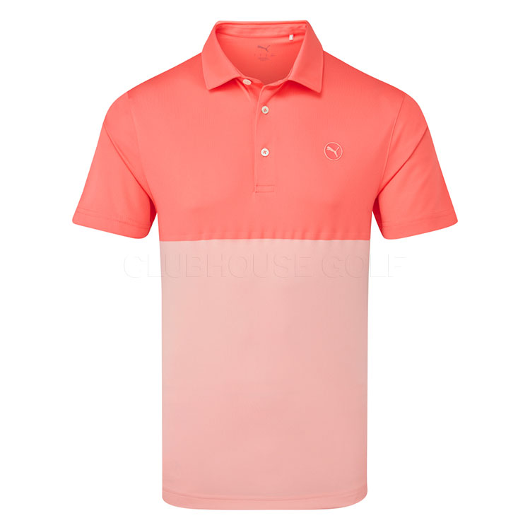 Puma Pure 2.0 Colourblock Golf Polo Shirt Peach Frost/Pink Fruit 629319-04
