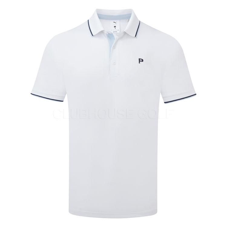 Puma x Palm Tree Crew Tipped Golf Polo Shirt White Glow/Haute Tropic 630034-04
