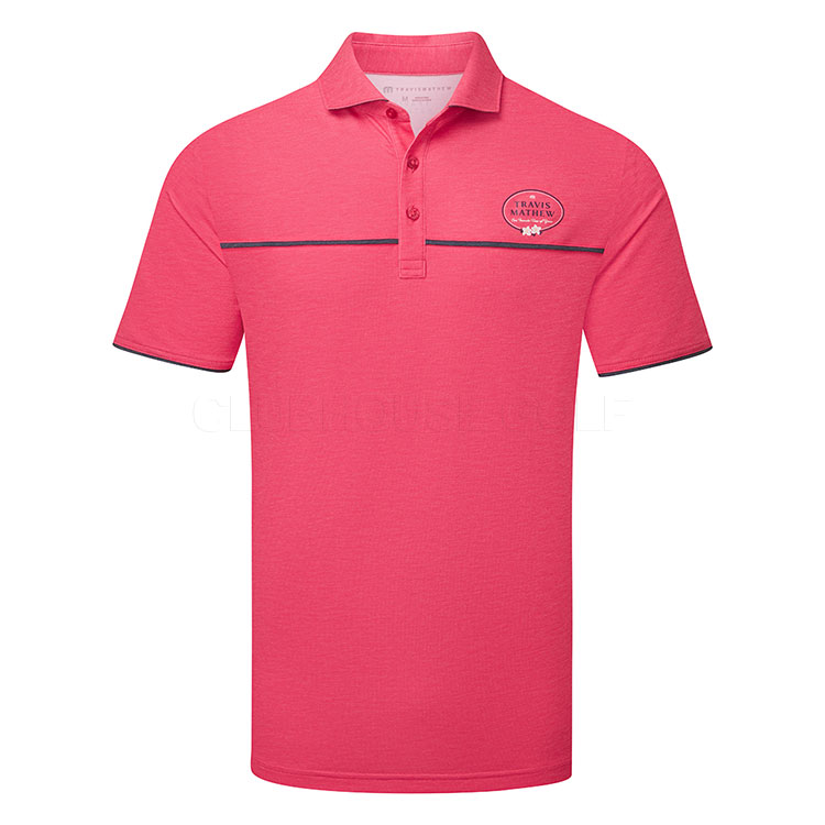 TravisMathew Featherweight OFTY Golf Polo Shirt Heather Azalea A42123-J0145