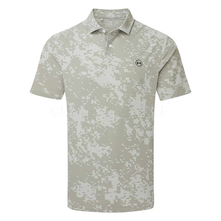 Under Armour Drive Chill Printed Golf Polo Shirt Titanium/Clay Green/Black 6009724-069