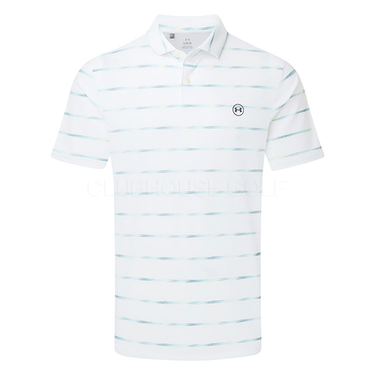 Under Armour Drive Chill Printed Golf Polo Shirt White/Blue Haze/Midnight Navy 6009724-100