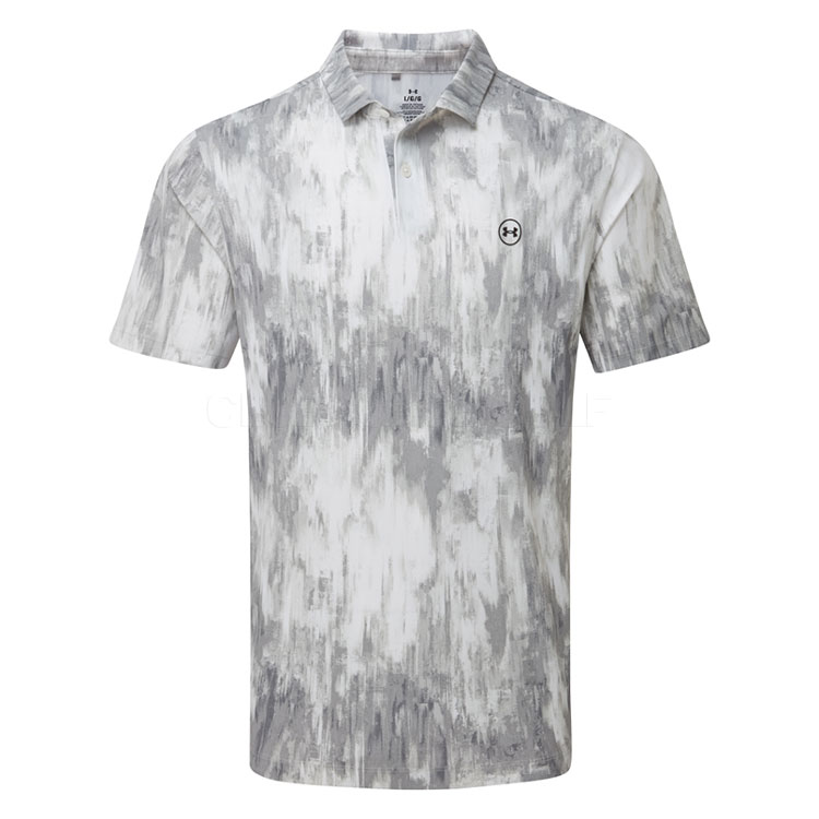 Under Armour Drive Chill Printed Golf Polo Shirt Halo Grey/White/Black 6009724-014