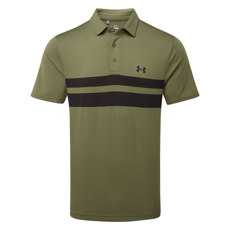 Under Armour Playoff 3.0 Stripe Golf Polo Shirt Marine OD Green/Black