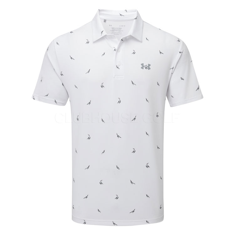 Under Armour Playoff 3.0 Quails Printed Golf Polo Shirt White/Steel 1378677-117