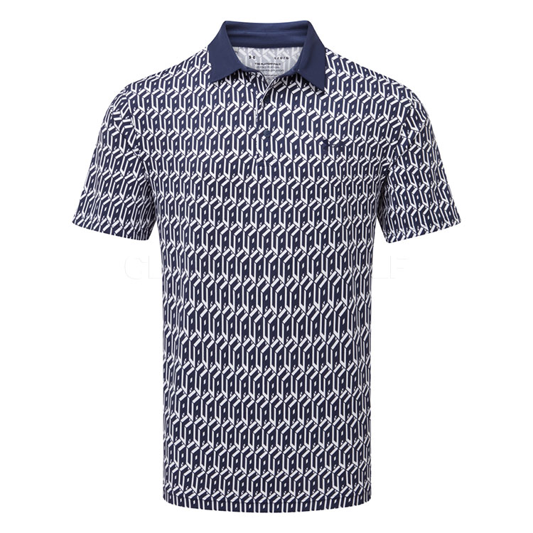 Under Armour Playoff 3.0 UA Club Cube Golf Polo Shirt White/Midnight Navy/Steel 1378677-114
