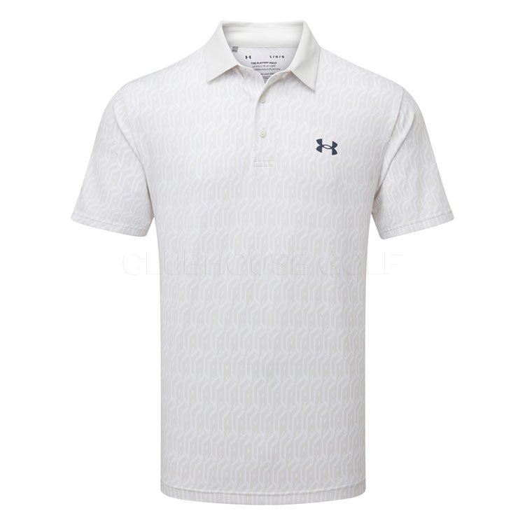 Under Armour Playoff 3.0 UA Club Cube Golf Polo Shirt White/White Clay/Downpour Grey 1378677-116