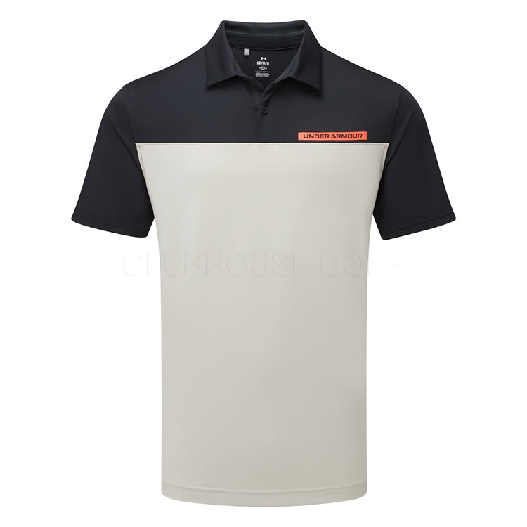 Under Armour T2G Colour Block Golf Polo Shirt Black/Khaki Base/Fire 1383139-003