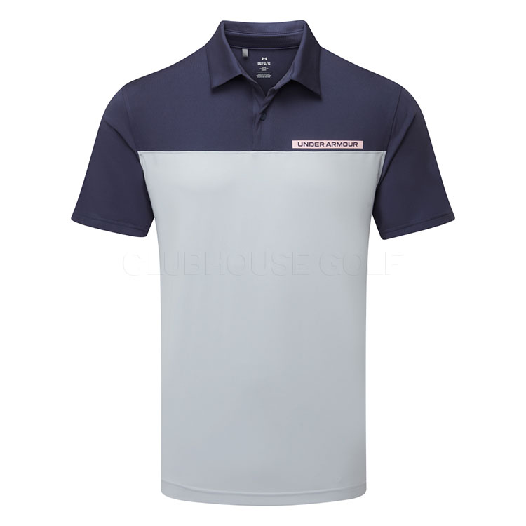Under Armour T2G Colour Block Golf Polo Shirt Downpour Grey/Halo Grey/Prime Pink 1383139-044