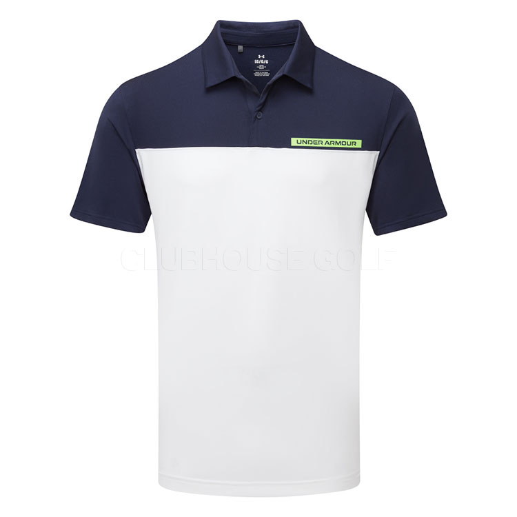 Under Armour T2G Colour Block Golf Polo Shirt Midnight Navy/White/Cyber Green 1383139-411