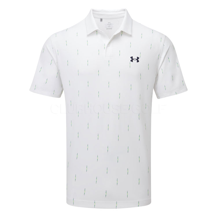 Under Armour T2G Deuces Dash Printed Golf Polo Shirt White/Midnight Navy 1383715-101