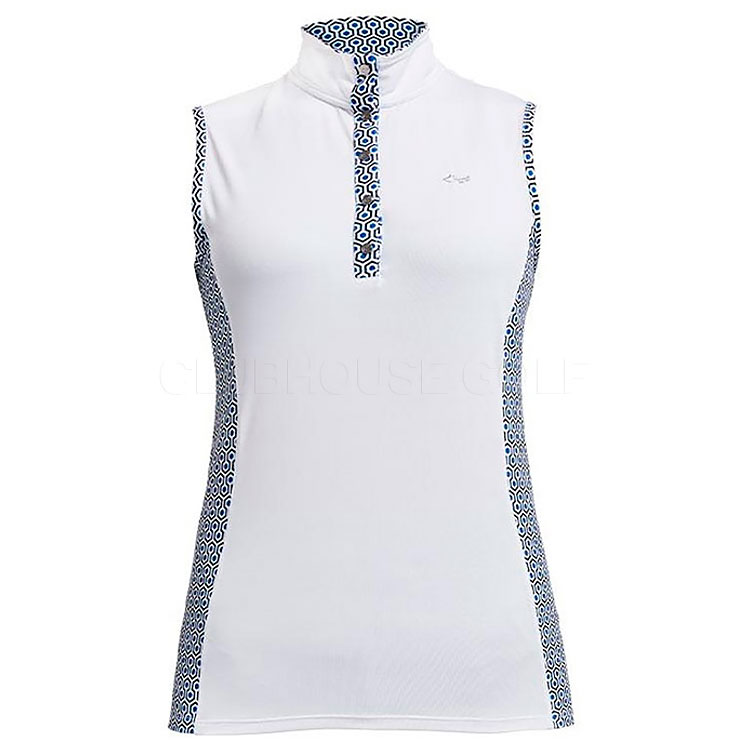 Rohnisch Ladies Bliss Sleeveless Golf Polo Shirt Geo Comb Blue 110145-T148
