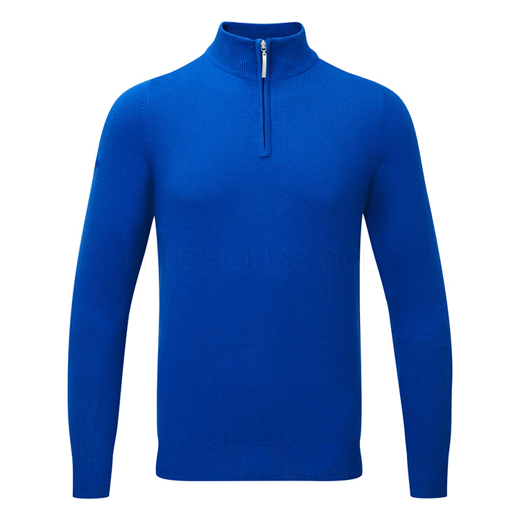 Glenmuir Devon 1/4 Zip Cotton Golf Sweater Ascot Blue MKC7381ZN-101