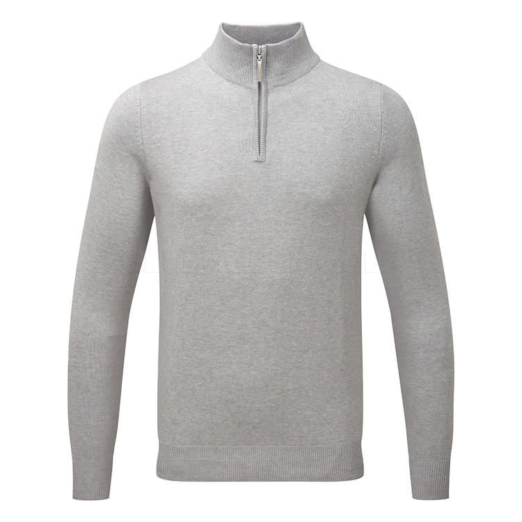 Glenmuir Devon 1/4 Zip Cotton Golf Sweater Light Grey MKC7381ZN-864