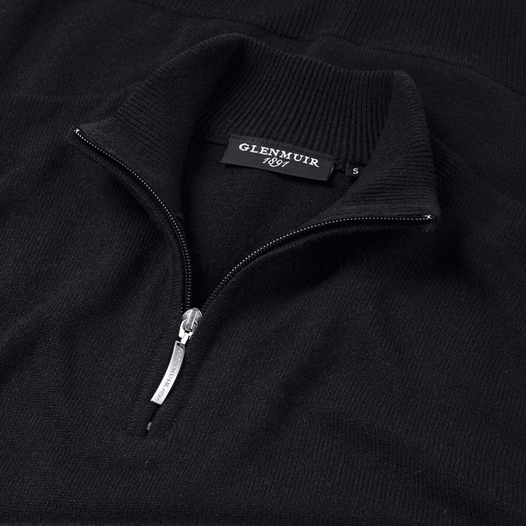 Glenmuir Coll 1/4 Zip Lambswool Golf Sweater Black - Clubhouse Golf
