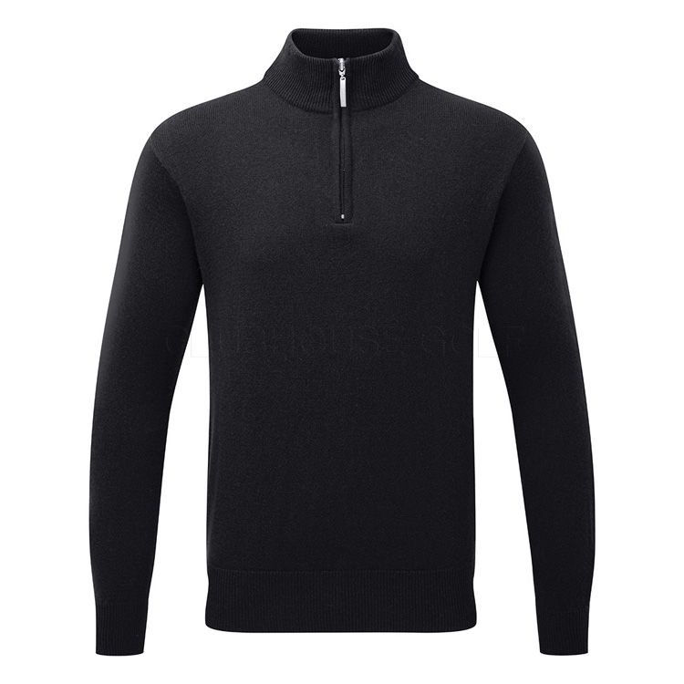 Glenmuir Coll 1/4 Zip Lambswool Golf Sweater Black MKL7282ZN-107A