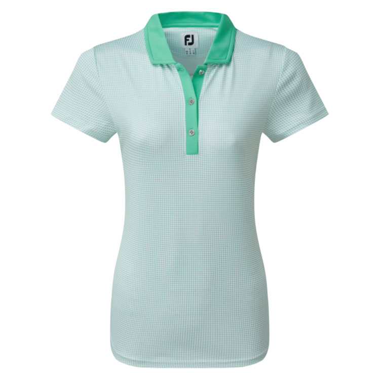 FootJoy Ladies Micro Dot Print Golf Polo Shirt Jade Stone 96318