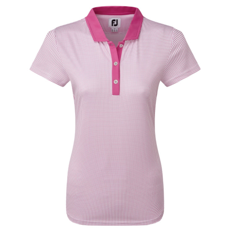 FootJoy Ladies Micro Dot Print Golf Polo Shirt Rose 96317