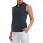 FootJoy Ladies Mesh Back Sleeveless Lisle Golf Polo Shirt Navy 82511